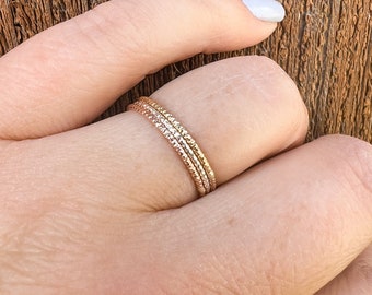 Gold Fill and Sterling Silver Stacker Rings, 3 Styles