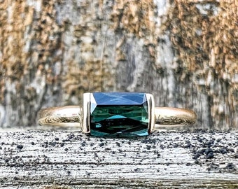 Custom Green/Teal Tourmaline Ring, Tourmaline Jewelry, Silver, Gold, Rose Gold