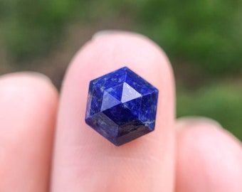 ラピスラズリの六角形リング、電鋳銅または金属細工の銀/金製