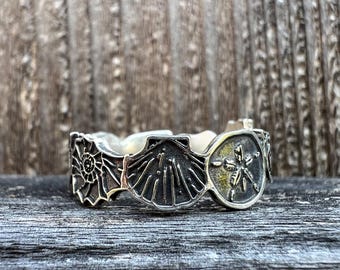 Sterling Silver Seashell Ring Band, Ocean Lover Jewelry