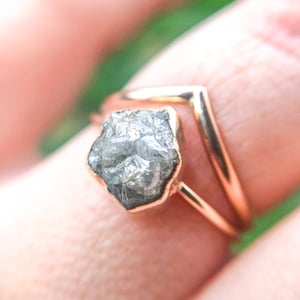 Raw Silver Diamond Custom Ring, Raw Diamond Ring, Gold, Silver, Rose Gold