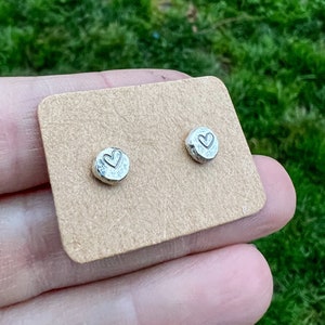 Hammered Heart Solid Silver Stud Earrings, Silver Earrings