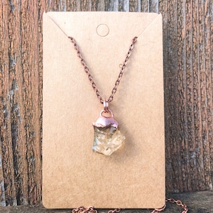 Raw Champagne Oregon Sunstone Necklace, Copper Electroform