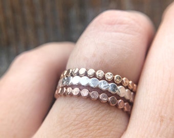 Hammered Bead Bands, Silver, Gold Fill, Rose Gold Fill
