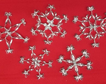 SNOWFLAKE ORNAMENTS 4-5" 1 PIECE with or without glitter Handmade Metal Snowflake Ornaments, Christmas Tree Ornament, Snowflake Ornament