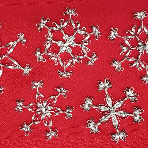 SNOWFLAKE ORNAMENTS 4-5" 1 PIECE with or without glitter Handmade Metal Snowflake Ornaments, Christmas Tree Ornament, Snowflake Ornament