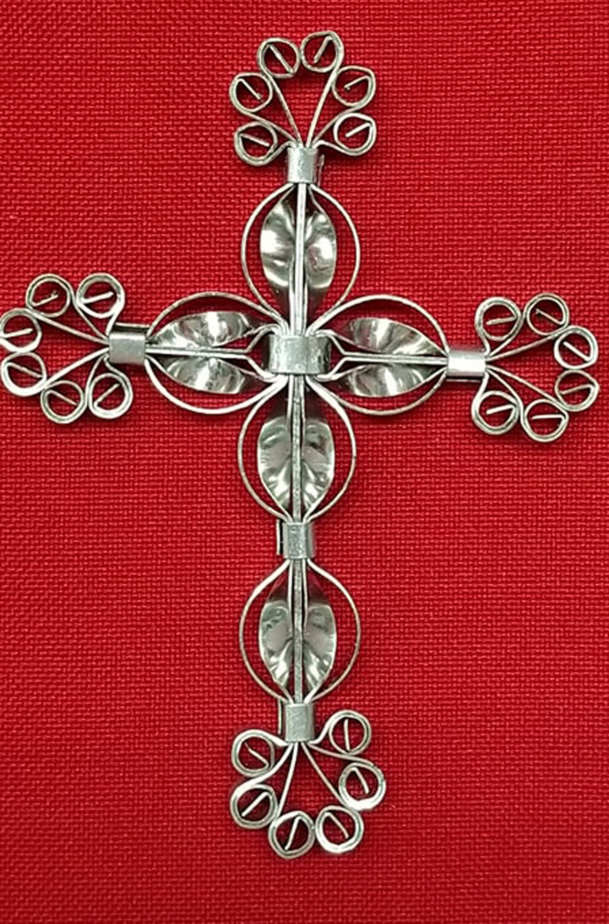 CROSS ORNAMENT, Handmade Metal CROSS Ornament, Christmas Ornament, Tree