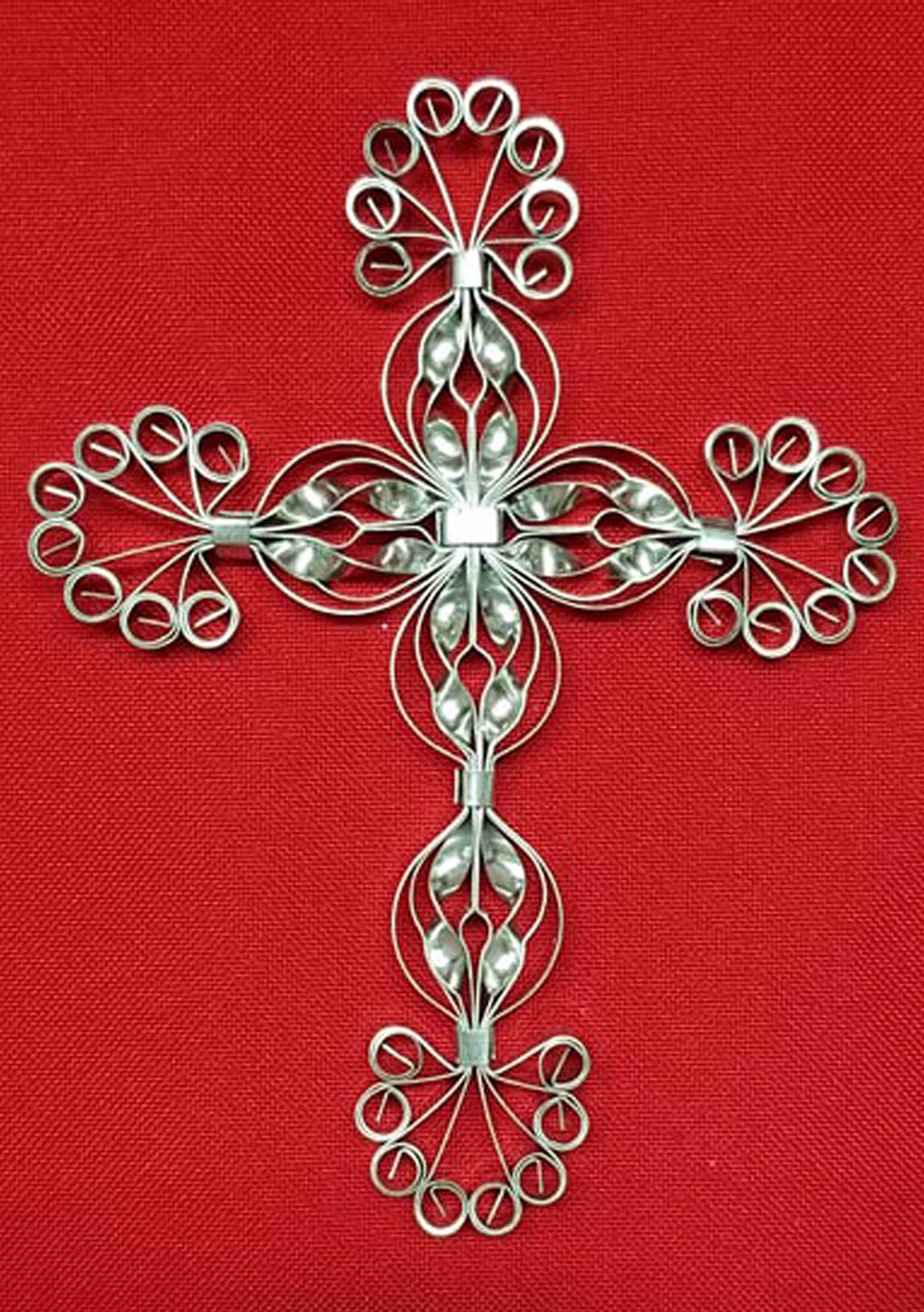 CROSS ORNAMENT, Handmade Metal CROSS Ornament, Christmas Ornament, Tree