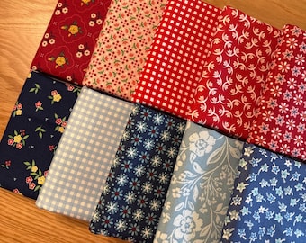 Rood-witte en blauwe Fat Quarter-bundel