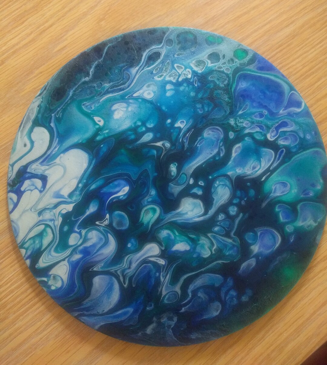 Bubbling Brook Round Acrylic Painting Etsy