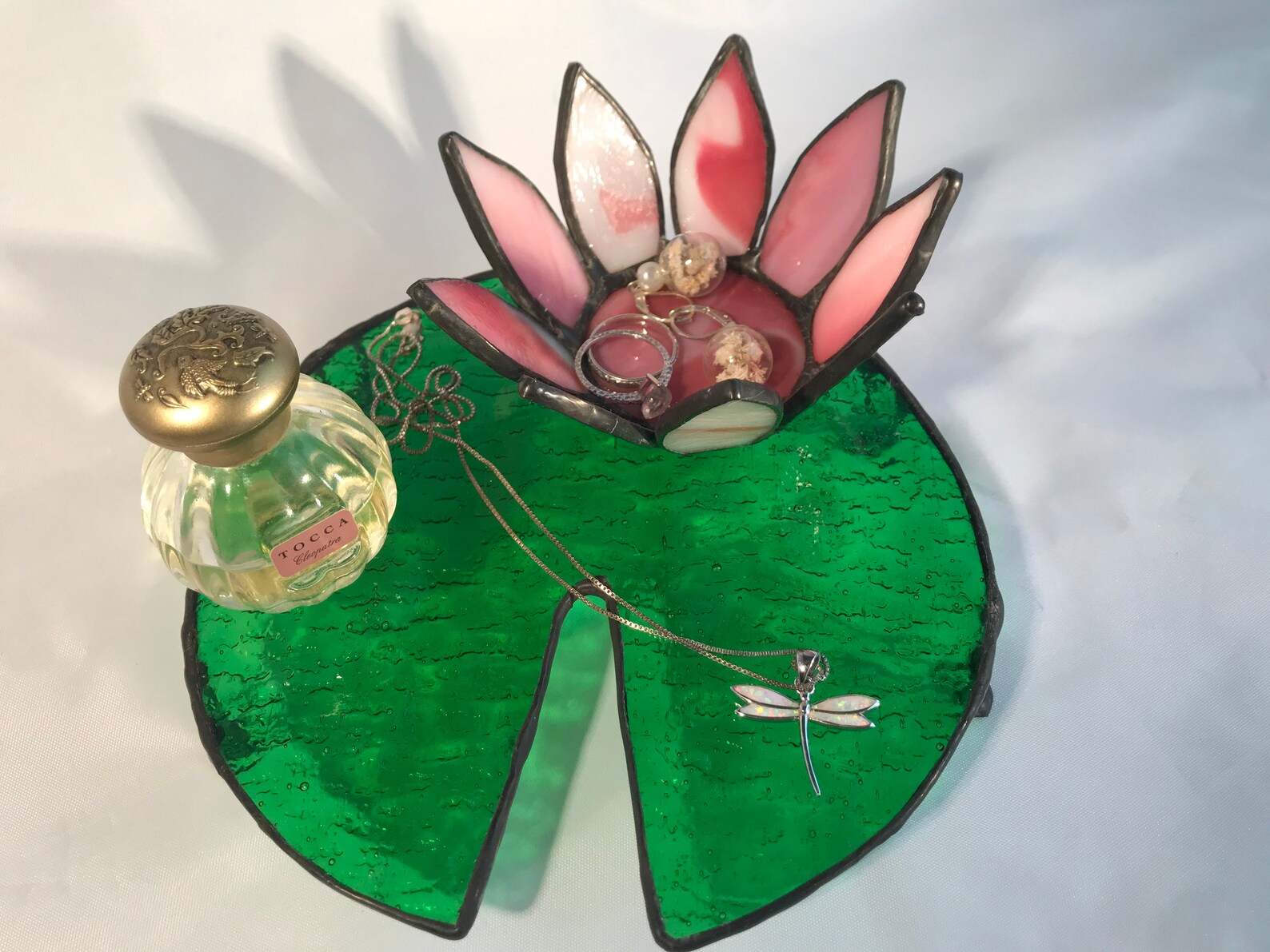 Green Water Lily Jewelry Perfume and Candle Holder Etsy