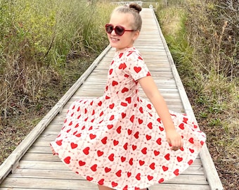 Summer Twirly Dress for Girls with Short Sleeves, size 12 months - 12 y.o. Multiple Prints