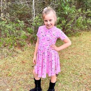 Rainbow Unicorn Twirl Dress for girls, Very Soft Dress, Valentines Dress, Spring Dress, Summer Dress, Back to School Dress