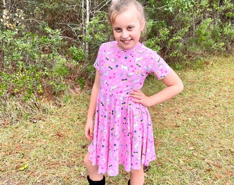 Rainbow Unicorn Twirl Dress for girls, Very Soft Dress, Valentines Dress, Spring Dress, Summer Dress, Back to School Dress