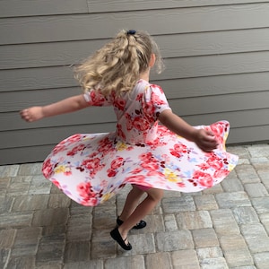 Twirly Dress, Easter Dress, Summer Dress, Floral Twirly Dress, Back to School Dress