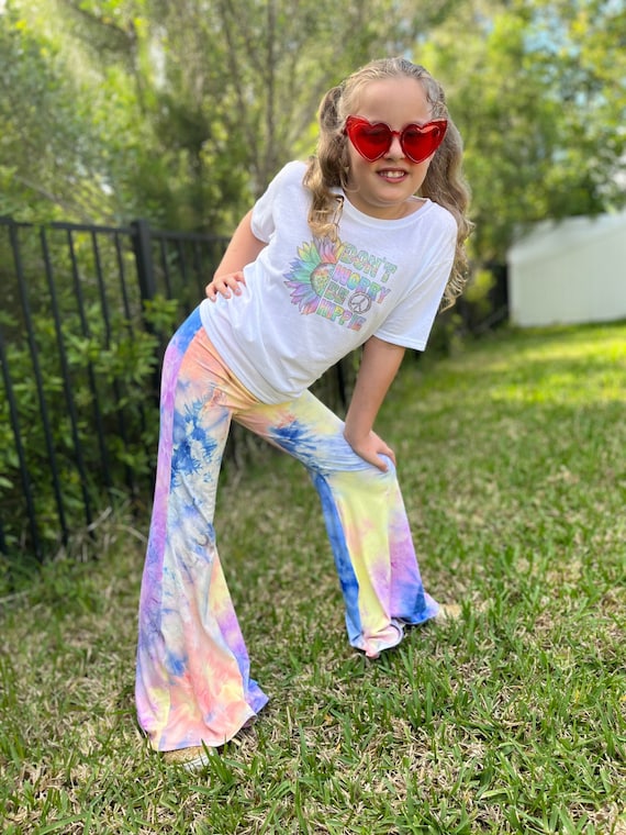 Girls Bell Bottom Pants/ Tie Dye Pants/ Flare Pants/ Retro Pants/ Vintage  Bellbottoms/ Hippy Pants/ Soft Pants/ Girls Pants 