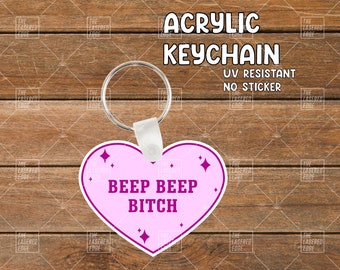 Beep Beep Bitch Keychain, Baddie Keychain, Funny Keychain, Y2k Keychain, Gifts for her, Mirror Car Charm