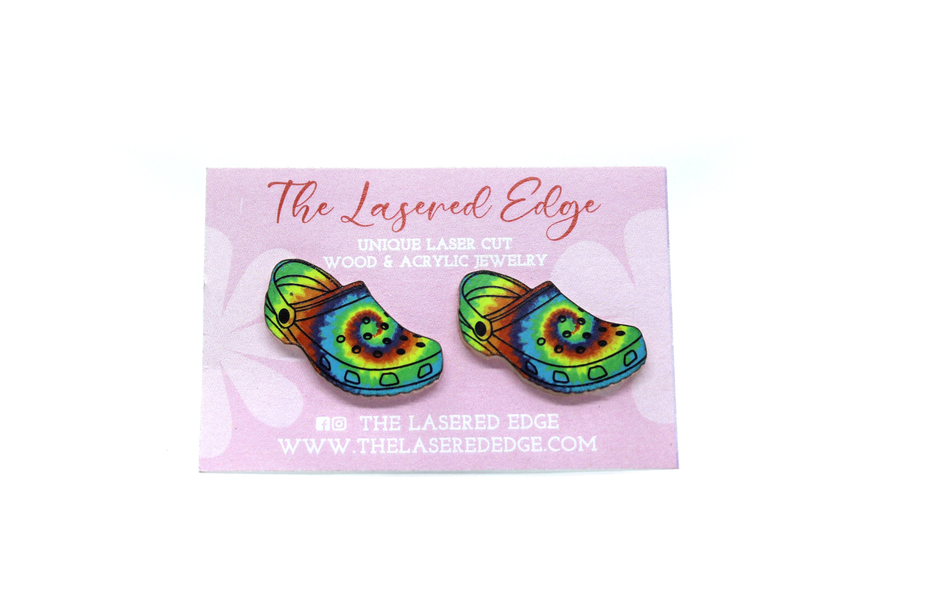 Tie Dye Crocs Large Statement Printed Acrylic Stud Earrings Gift