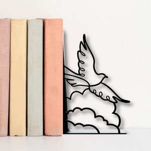 Suporte de livros Dove moderno | Design elegante de uma linha | Presente exclusivo para amantes de livros | Decoração de prateleira minimalista