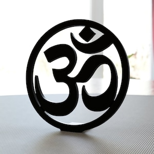The Om Statue - standing yoga wall art - zen yoga decor - meditation corner focus - one line art - buddah home decor - protection amulet