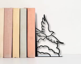 Modern Dove Bookend | Elegant One-Line Design | Unique Gift for Book Lovers | Minimalist Shelf Decor