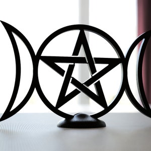 Triple Goddess Statue | Minimalist Symbol for Altar Kit and Wiccan Home Decor - Maiden Mother Crone Triple Moon Goddess - Good Luck Charm