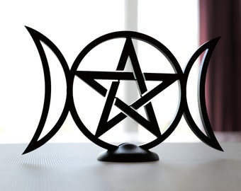 Triple Goddess Statue | Minimalist Symbol for Altar Kit and Wiccan Home Decor - Maiden Mother Crone Triple Moon Goddess - Good Luck Charm