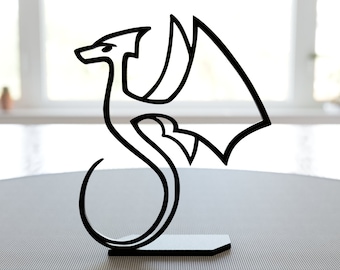 Dragon statue | Minimalist Dragon Figurine for Apartment Decor Aesthetic | Dragon Sculpture as a Housewarming Gift for Him