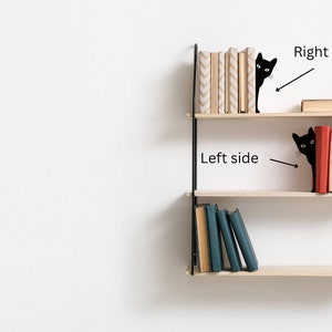 Gluren kat boekensteun Minimalistische boekensteunen uniek Grappig kattenliefhebber cadeau Boekenliefhebber cadeau Boekendisplayplank Boeksteunen Unieke boekensteunen afbeelding 2