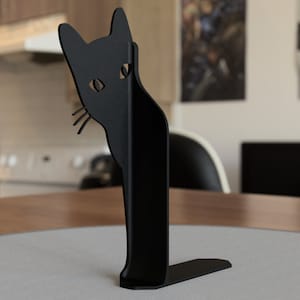 Gluren kat boekensteun Minimalistische boekensteunen uniek Grappig kattenliefhebber cadeau Boekenliefhebber cadeau Boekendisplayplank Boeksteunen Unieke boekensteunen afbeelding 5