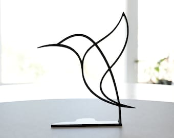 Minimalist Hummingbird Figurine: One Line Art, Eco-Friendly PLA Decor