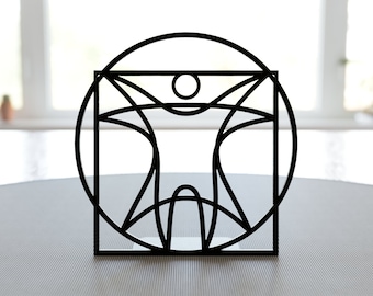 Vitruviusman-symbool | Een woondecoratiebeeld met minimalistisch design | Leonardo Da Vinci Zelfstandig Inwijdingsfeest Cadeau