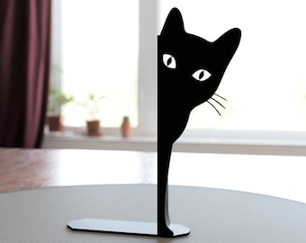 Peeking Cat Bookend | Minimalist bookends unique | Funny cat lover gift | Book lover gift | Book display shelf | Book ends | Unique bookends