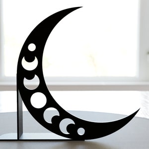 Elegant Crescent Moon Bookend for Book Lovers | Minimalist Shelf Decor | Unique Half Moon Stand