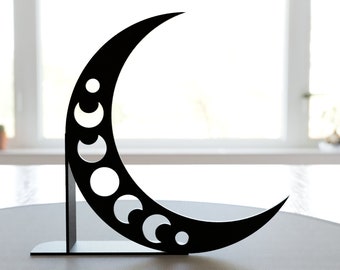 Elegant Crescent Moon Bookend for Book Lovers | Minimalist Shelf Decor | Unique Half Moon Stand