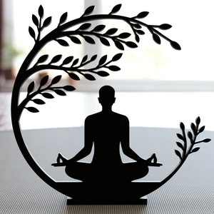 Buddha Meditation Statue - wall art - zen yoga decor - meditation corner focus - one line art - buddah home decor - protection amulet