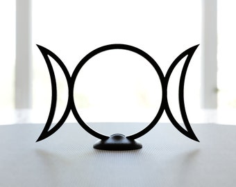 Triple Moon Statue | Minimalist Lunar Phases Symbol for Altar Kit and Wiccan Home Decor - Goddess Decor and Good Luck Charm