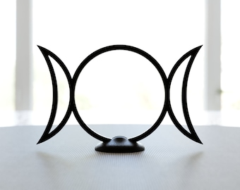 Minimalist Triple Moon Statue: Wiccan Altar Decor, Goddess Symbol