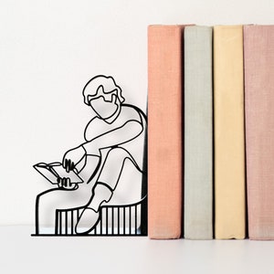 La muse méditante | Serre-livres minimalistes Art | Conception sur une ligne | Cadeau pour amoureux des livres | Présentoir à livres | Serre-livres | Cadeau unique