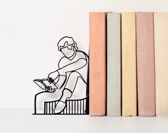 Sujetalibros "Musa Reflexionante": Arte de una sola línea, regalo para amantes de los libros, impresión 3D minimalista