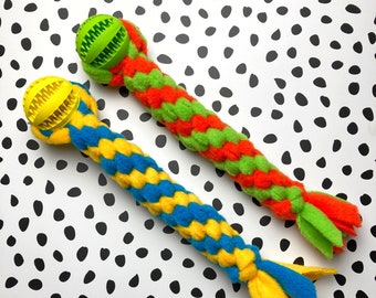 Rocket Ball Tug | Dog Tug Toy | Treat Ball | Handmade Fleece Dog Toy | Agility and Flyball | Treat Dispenser | Puppy Toy | Teething Toy