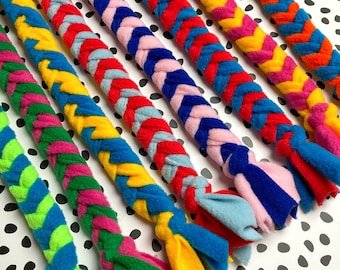Handmade Fleece Plaited Dog Tug Toy: Puppy Agility Training