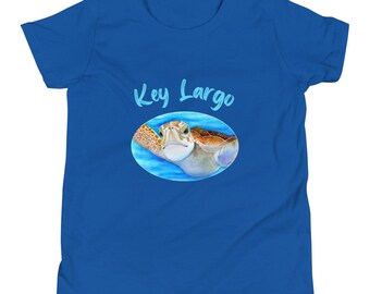 Schildkröte Shirt, Key Largo Florida Sea Turtle Jugend Kurzarm T-Shirt, Urlaub T-Shirt, Geburtstagsgeschenk, Strand T-shirt