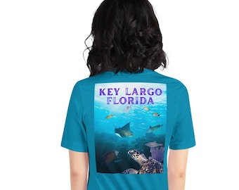 Key Largo Florida Meeresschildkröte Kurzarm Erwachsene T-Shirt Geschenk, Schnorchel, Taucher Geschenk, John Pennekamp Tee