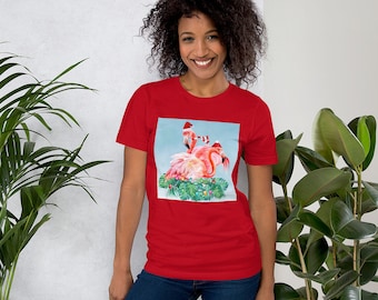 Fun Christmas Flamingo T-shirt/Funny Flamingo Tee/Christmas T-shirt