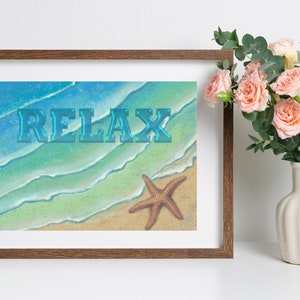Relax on the Beach/Personalized Beach Art/Coastal Art/Beach Wall Decor/Starfish Wall Art