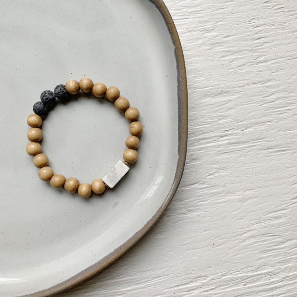 Howlite Bracelet, Lava Rock Diffuser Bracelet for Women, Essential Oil Bracelet, Mala, Meditation Bracelet, Healing Jewelry