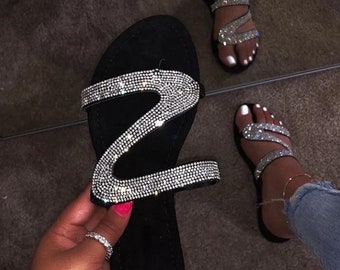 sandals with diamonds on them