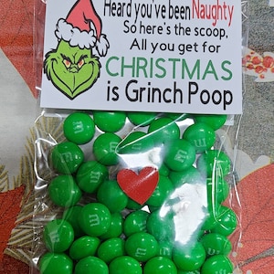 candy stocking stuffers / Christmas / party favors mrs. Claus,  grinch, reindeer, snowman poop