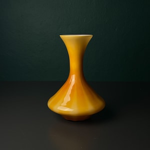 Vintage yellow murano vase, Italy 1970s, Mid-century home decor
